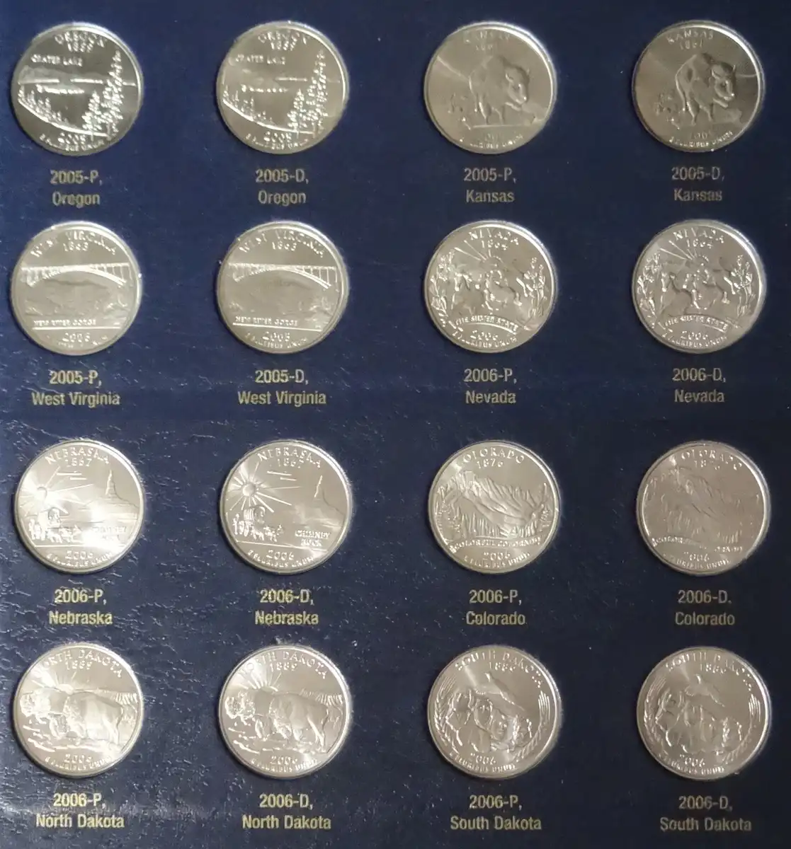 Completed:--1999-2009-P-&-D-US-Statehood-Quarters-Album